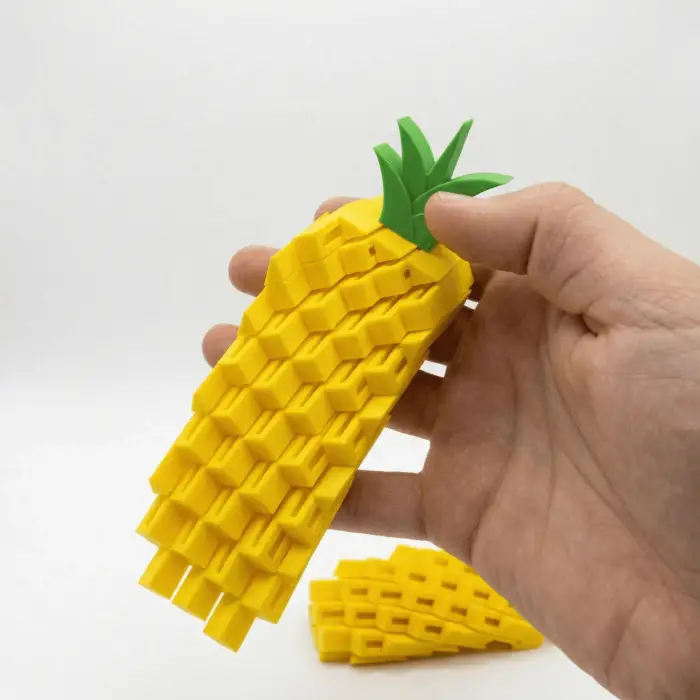 3D Baskılı Pixel Pineapple Fidget Stres Oyuncağı - Geometrik Ananas Figürü