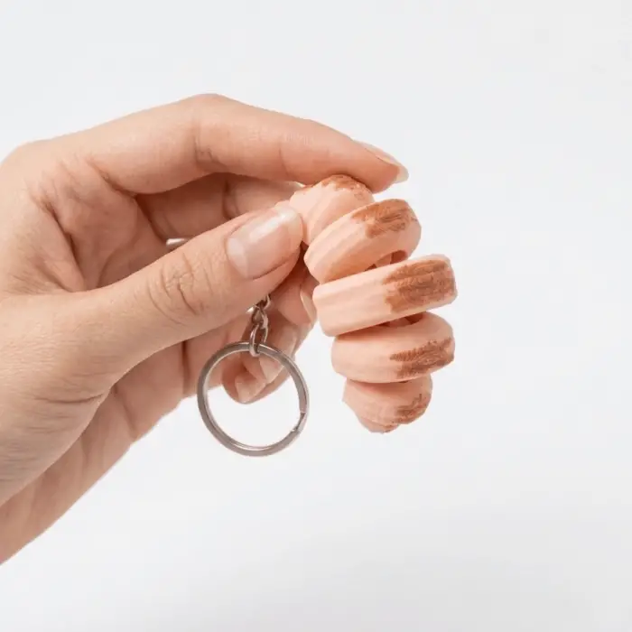 3D Baskı Hareketli Kruvasan Anahtarlık - Sevimli ve Eklemli Fidget Stres Oyuncağı