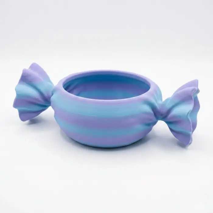 Büyük Şeker Şeklinde Lila Turkuaz Dekoratif Kase – Eğlenceli ve Renkli Hediye Deneyimi