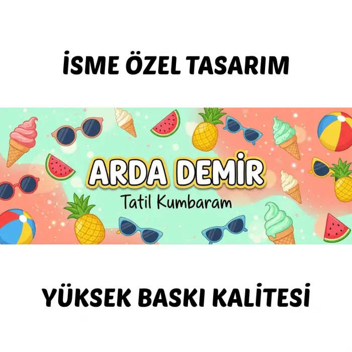 Öğrenciye Özel İsimli Tatil Temalı Kumbara - Sene Sonu ve Karne Hediyesi