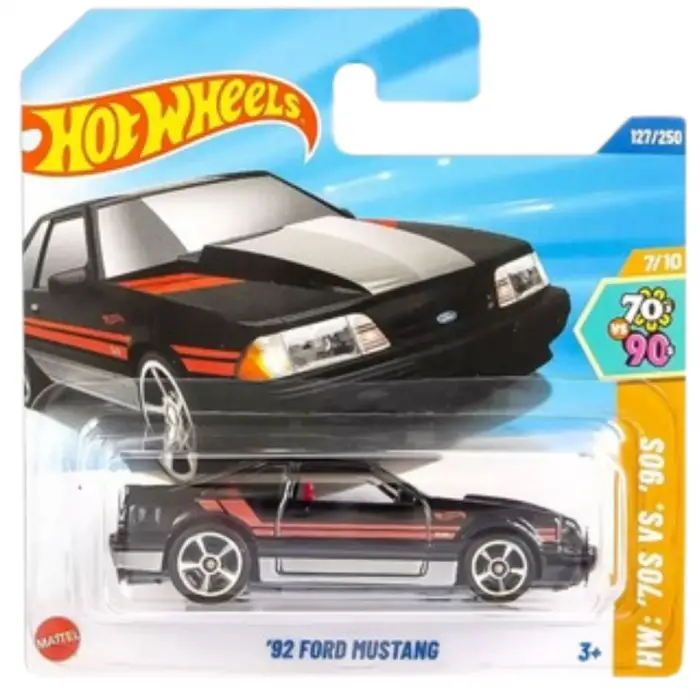 Hot Wheels 92 Ford Mustang - HW: 70s vs. 90s Siyah-Kırmızı 1/64 Diecast Model Araba