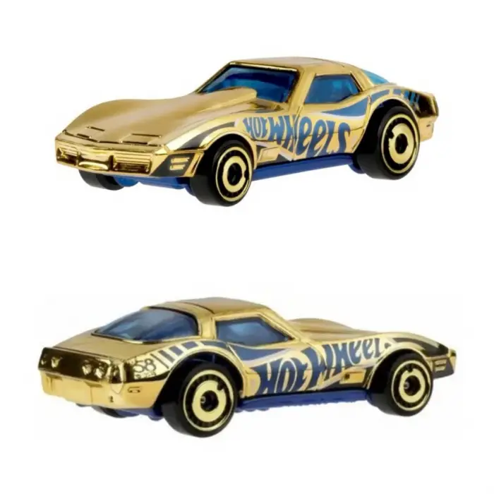 Hot Wheels Corvette Stingray CHASE - 58. Yıl Dönümü Serisi Blue & Gold Altın Krom 1/64 Diecast Model Araba