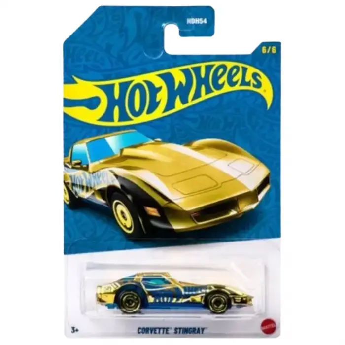 Hot Wheels Corvette Stingray CHASE - 58. Yıl Dönümü Serisi Blue & Gold Altın Krom 1/64 Diecast Model Araba