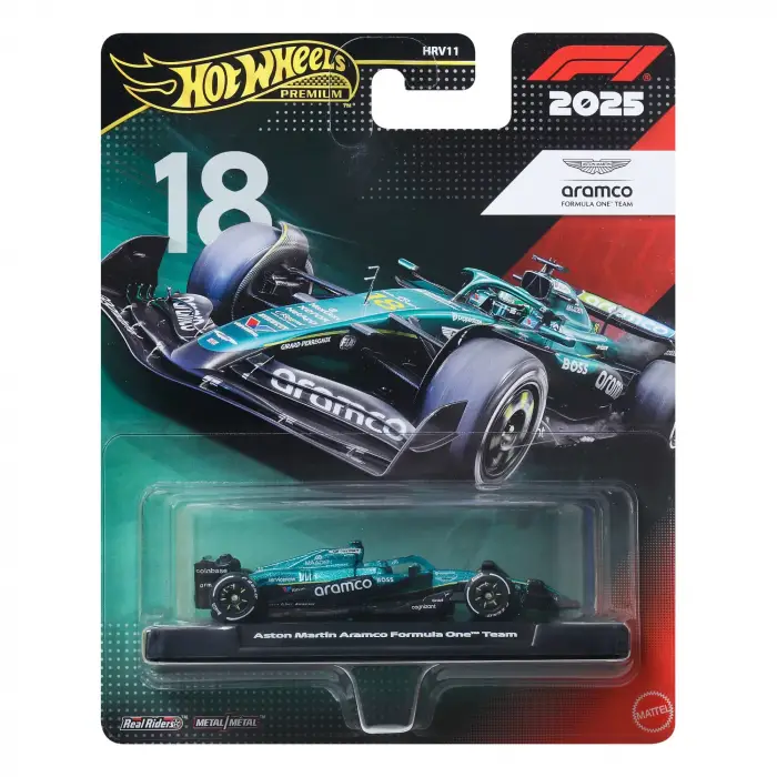 Hot Wheels Premium F1 2025 Aston Martin Aramco #18 Lance Stroll 1/64 Diecast Model Araba