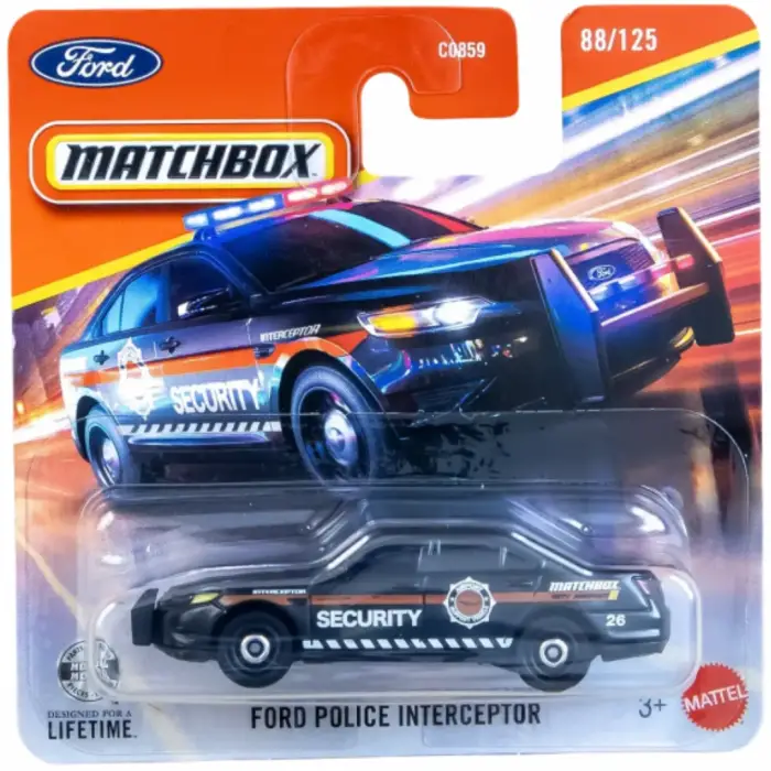 Matchbox Ford Police Interceptor Siyah 1/64 Diecast Model Araba