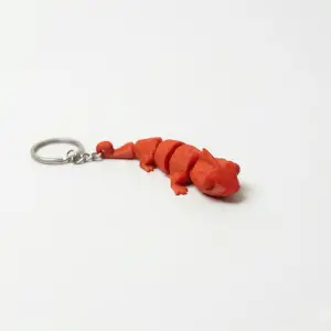 Premium 3D Baskı Kırmızı Gecko Kertenkele Anahtarlık - Hareketli Eklemli Fidget Toy