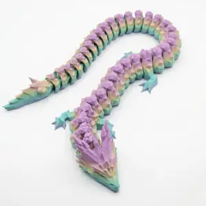 Pastel Gökkuşağı 40 cm Hareketli Eklemeli Ejderha Figürü - Özel Tasarım 3D Baskı Hediye