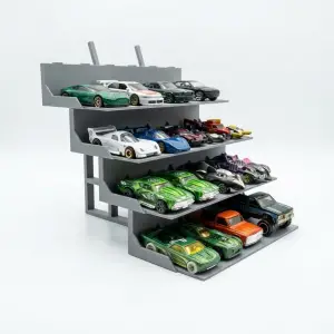 Diecast Basamaklı Sergi Rafı - 24 Araç Kapasiteli 4 Katlı Stand