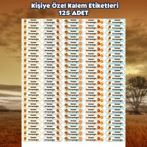 Kişiye Özel Kalem Etiketi – Aslan Temalı 125 Adet