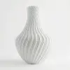 Beyaz Mermer Dokulu Spiral Tasarım Dekoratif Vazo ve Saksı - Modern 3D Baskı (20x13 cm)