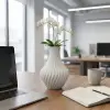 Beyaz Mermer Dokulu Spiral Tasarım Dekoratif Vazo ve Saksı - Modern 3D Baskı (20x13 cm)