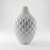Modern Spiral Tasarım Beyaz Mermer Dokulu Dekoratif Vazo ve Saksı - 21 cm