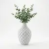 Modern Spiral Tasarım Beyaz Mermer Dokulu Dekoratif Vazo ve Saksı - 21 cm