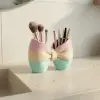 Pastel Geçişli Dekoratif Kurdele Masaüstü Organizer ve Makyaj Fırçalığı
