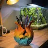 Dekoratif Koi Balığı Figürlü Kalemlik & Vazo - 3D Tasarım Modern Masaüstü Organizer (14x10cm)