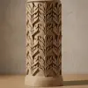 Modern Bohem Tasarım Kabartmalı Yaprak Desenli Dekoratif Vazo - Özel Hediye Kutulu