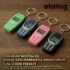Premium Mavi 3D Baskı Nostaljik Tuşlu Telefon Anahtarlık - İkonik Yılan Oyunu Figürlü