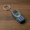 Premium Mavi 3D Baskı Nostaljik Tuşlu Telefon Anahtarlık - İkonik Yılan Oyunu Figürlü