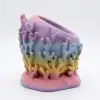 Pastel Gökkuşağı Renkli Mercan Tasarımlı Masaüstü Kalemlik ve Organizer