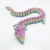 Pastel Gökkuşağı 40 cm Hareketli Eklemeli Ejderha Figürü - Özel Tasarım 3D Baskı Hediye