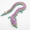 Pastel Gökkuşağı 40 cm Hareketli Eklemeli Ejderha Figürü - Özel Tasarım 3D Baskı Hediye