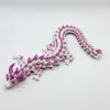 İpeksi Pembe ve Beyaz 24 cm Hareketli Eklemeli Ejderha Figürü - Özel Tasarım 3D Baskı Hediye
