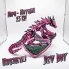 Atatug Dev Boy İpeksi Fuşya ve Simli Yeşil Kanatlı Ejderha Figürü - 23x23 cm 3D Baskı Hediye
