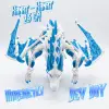 Atatug Dev Boy İpeksi Royal Mavi ve Beyaz Kanatlı Ejderha Figürü - 23x23 cm 3D Baskı Hediye