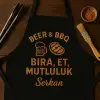 Beer & BBQ – Bira, Et, Mutluluk (İsme Özel Siyah Mutfak Önlüğü)