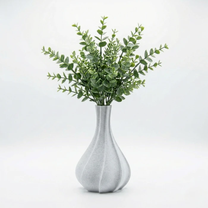 Modern Spiral Tasarım Beyaz Mermer Dokulu Dekoratif Mini Vazo (18 cm) - İskandinav Tarzı 3D Saksı