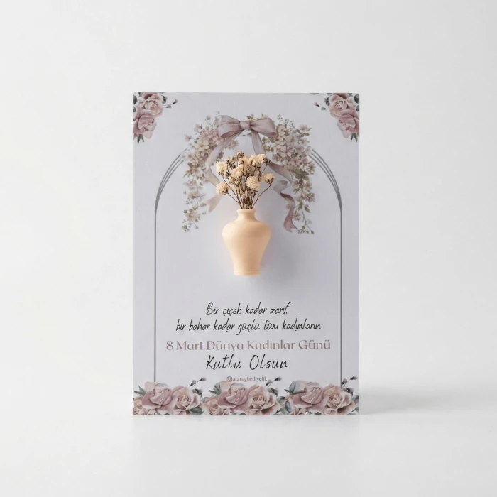 4lü Set İsme Özel Kuru Çiçekli Mini Vazo Magnet Hediyelik