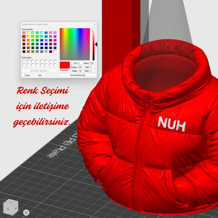 Kişiye Özel İsim Yazılı Şişme Mont Tasarımlı Dekoratif Kalemlik - Sıra Dışı Ofis Hediyesi