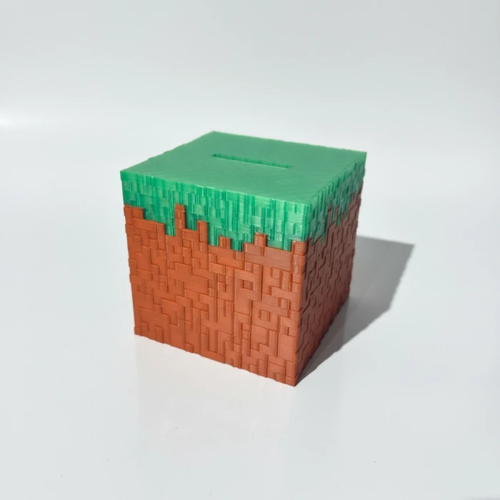 Piksel Tasarımlı Çimen Blok Hediyelik Kumbara (10x10x10 cm)