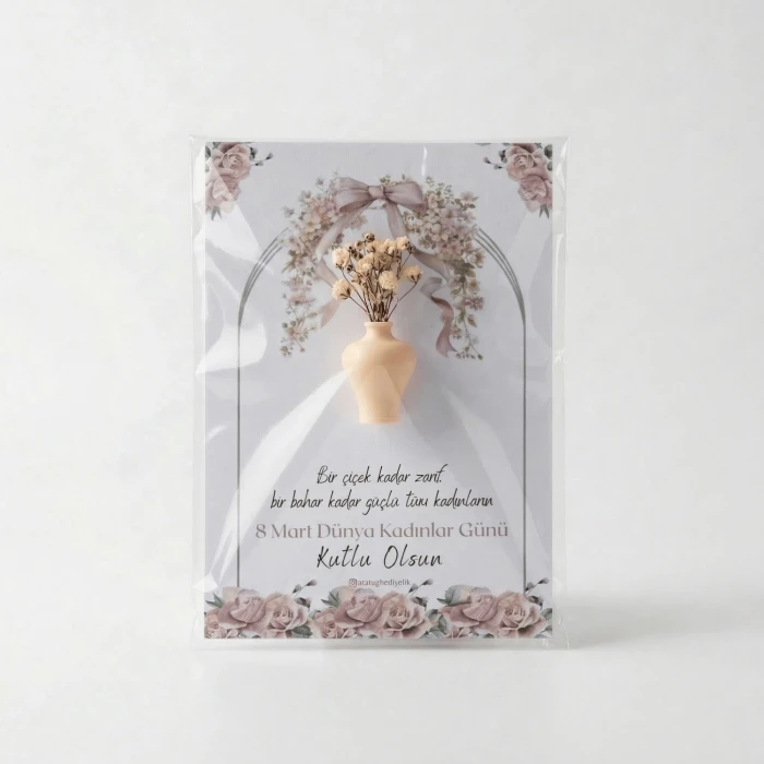 4lü Set İsme Özel Kuru Çiçekli Mini Vazo Magnet Hediyelik