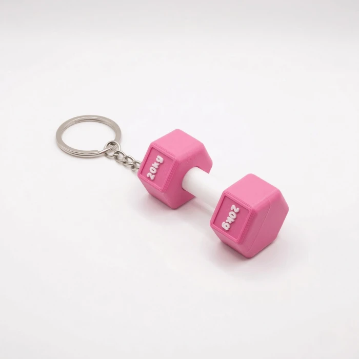 Pinkbell 3’lü Set 3D Baskı Dumbbell Anahtarlık – Mavi, Pembe, Siyah – 20kg Yazılı Mini Ağırlıklar – Spor Severlere Özel Hediye Seti