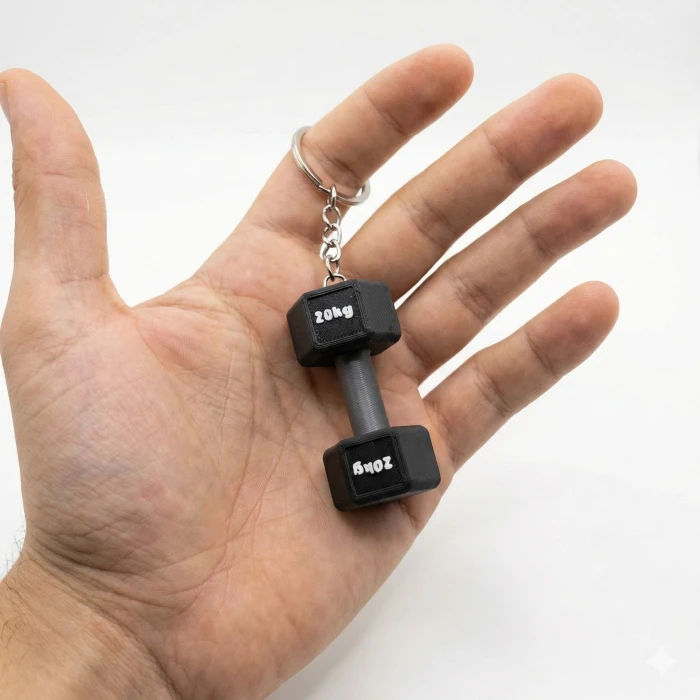 Pinkbell 3’lü Set 3D Baskı Dumbbell Anahtarlık – Mavi, Pembe, Siyah – 20kg Yazılı Mini Ağırlıklar – Spor Severlere Özel Hediye Seti