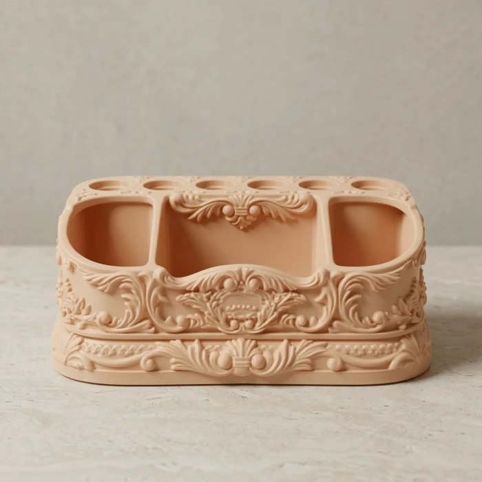 Antik Rokoko Esintili Dekoratif Makyaj ve Kozmetik Düzenleyici - Vintage Masa Üstü Organizer