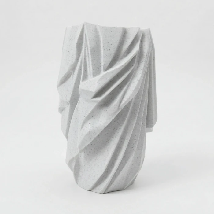 Modern Tasarım Katlanmış Kumaş Efektli Taş Görünümlü Dekoratif Vazo