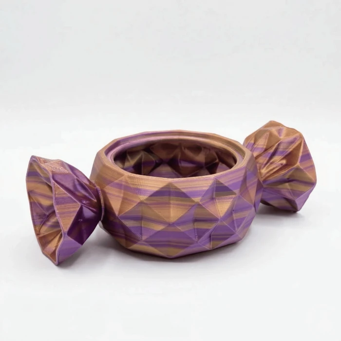 Çift Renkli Prizma Şeker Tasarımlı Dekoratif Kase - Özel Kutulu Hediyelik Obje