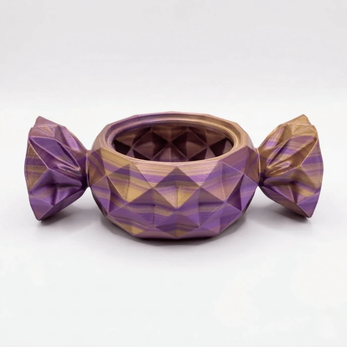 Çift Renkli Prizma Şeker Tasarımlı Dekoratif Kase - Özel Kutulu Hediyelik Obje