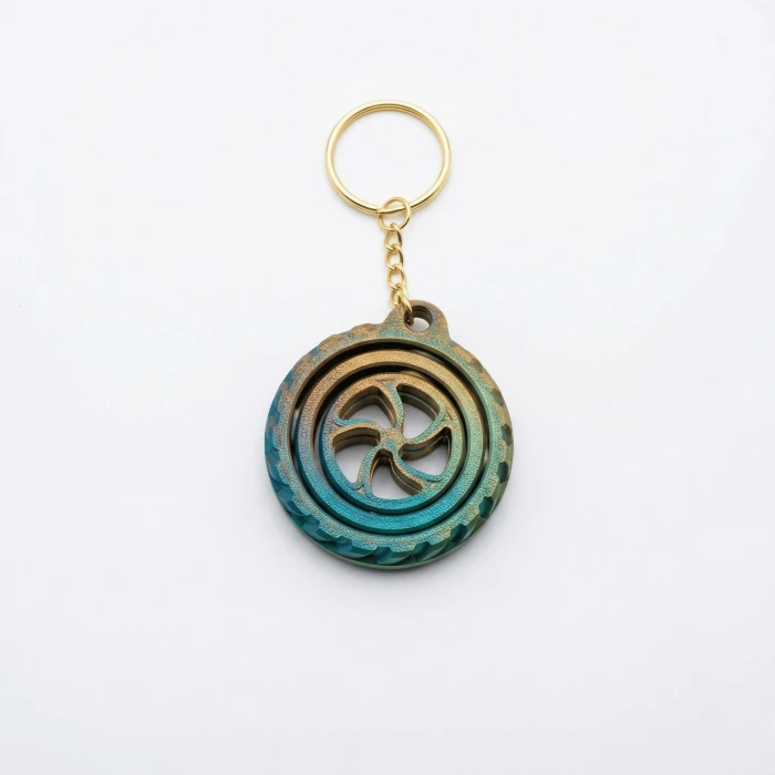 Mekanik Kinetik Gimbal Dönen Fidget 3D Baskı Silk PLA Anahtarlık