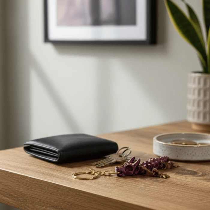 Eklemli Ejderha Kafatası Anahtarlık & Fidget Oyuncağı - Metalik Mor ve Altın, Lüks 3D Baskı