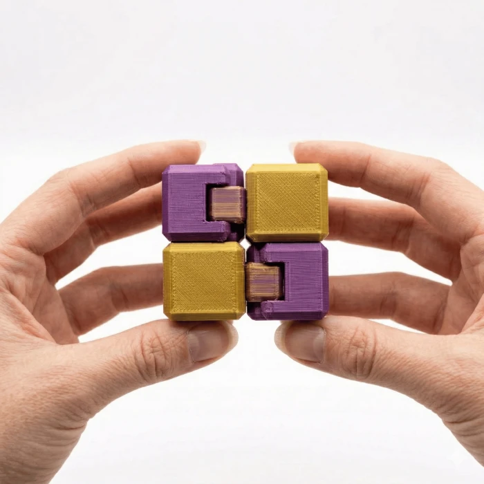 Premium Sonsuzluk Küpü (Infinity Cube) - Mor Altın Fidget Stres Oyuncağı