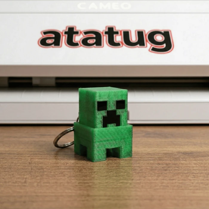 Premium 3D Baskı Minecraft Creeper Anahtarlık - Mekanik Mavi Switch Tıklama Sesli Fidget Toy