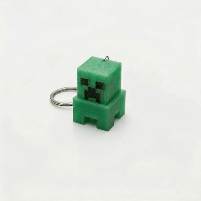 Premium 3D Baskı Minecraft Creeper Anahtarlık - Mekanik Mavi Switch Tıklama Sesli Fidget Toy