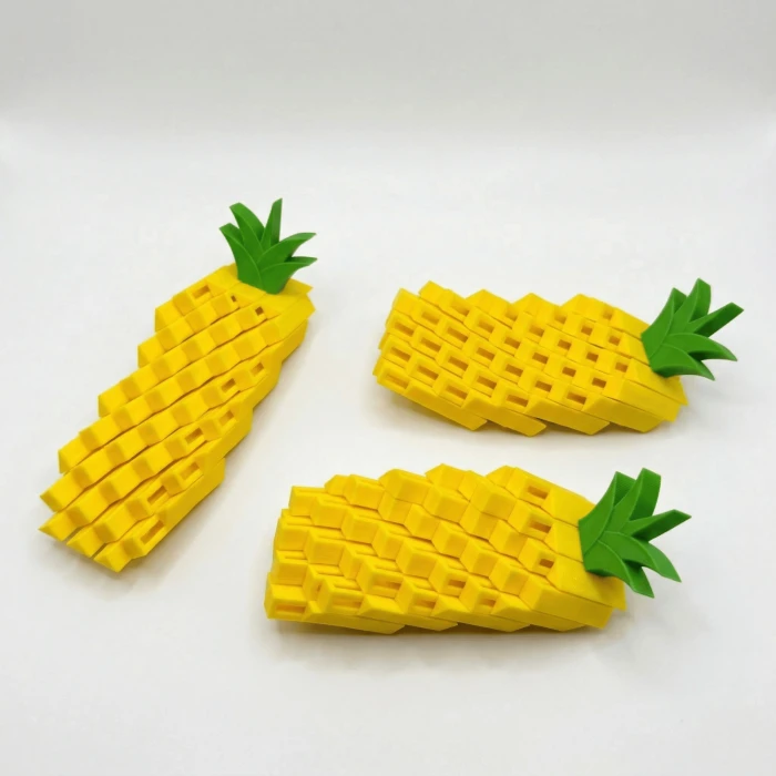 3D Baskılı Pixel Pineapple Fidget Stres Oyuncağı - Geometrik Ananas Figürü