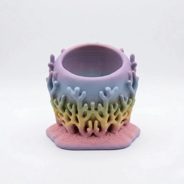 Pastel Gökkuşağı Renkli Mercan Tasarımlı Masaüstü Kalemlik ve Organizer