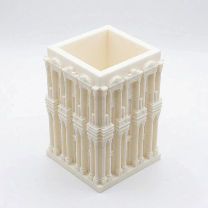 Antik Mimari Efes Tasarımlı Dekoratif Masaüstü Kalemlik - Beyaz