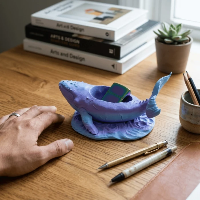 Gökkuşağı Kambur Balina Tasarımlı Dekoratif Takı ve Ofis Organizeri