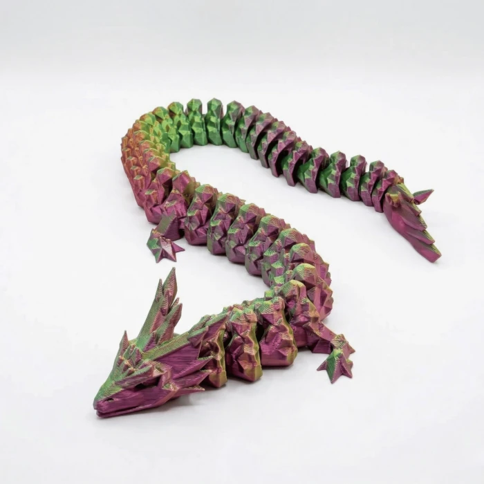 Altın Yeşil Kırmızı Geçişli 40 cm Hareketli Eklemeli Ejderha Figürü - Özel Tasarım 3D Baskı Hediye